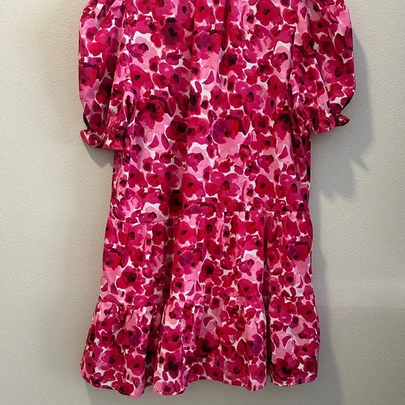 TCEC Hot Pink & Magenta Floral Tiered Mini Dress - Picture 4 of 4